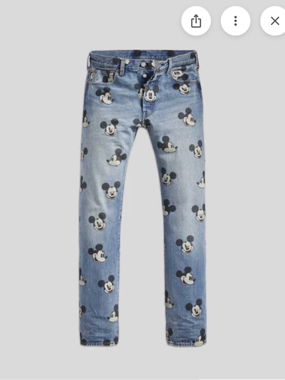 Light Blue Mickey Print Men's Jeans